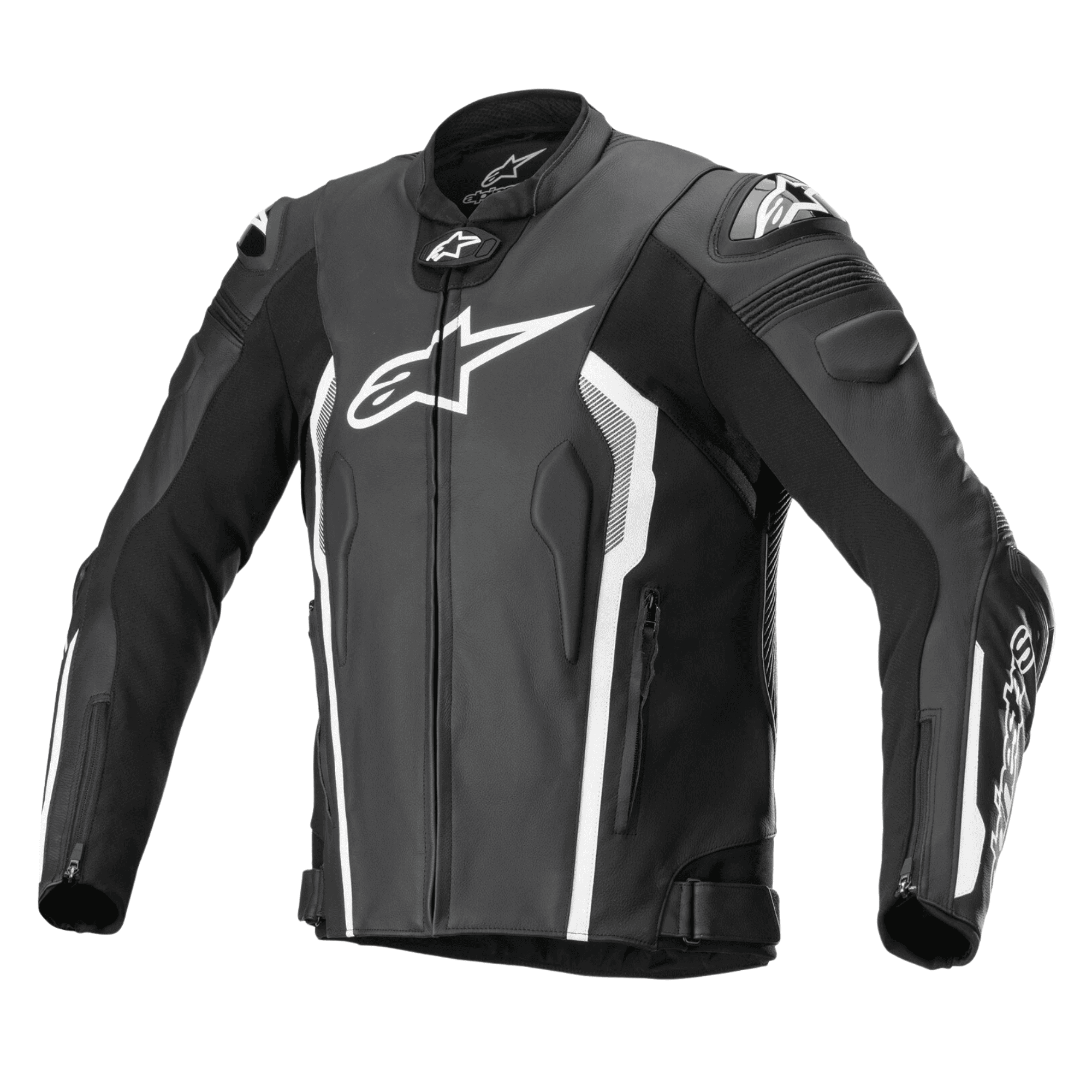 Alpinestars Missile V2 Leather Motorcycle Jacket – Black/White | Tech-Air® 5 Ready | DFS Armor | Nucleon Flex Pro Protection | CE AAA Certified Sport Fit Racing Jacket for Men
