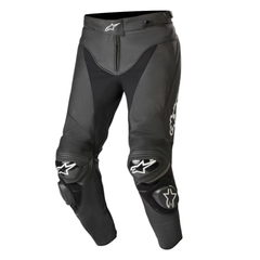 Alpinestars Missile V2 Airflow Leather Motorcycle Pants – Black | Perforated Thigh Panels | CE-Certified Knee Armor | Accordion Flex Zones | Sport Fit Racing Pants for Men