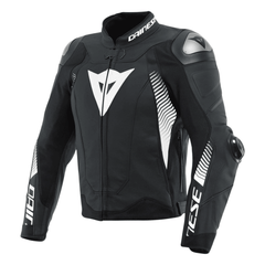 Dainese Super Speed 4 Men’s Black Leather Motorcycle Jacket White Logos
