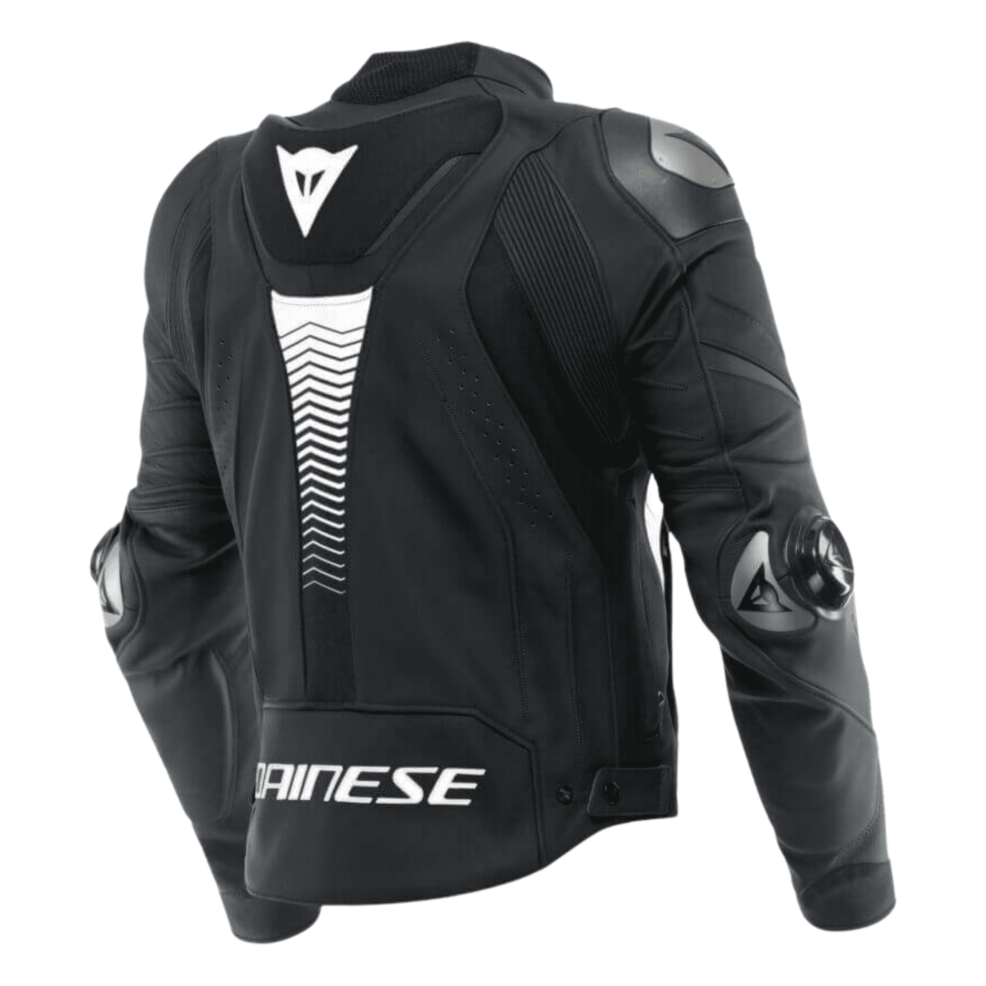Dainese Super Speed 4 Men’s Black Leather Motorcycle Jacket White Logos