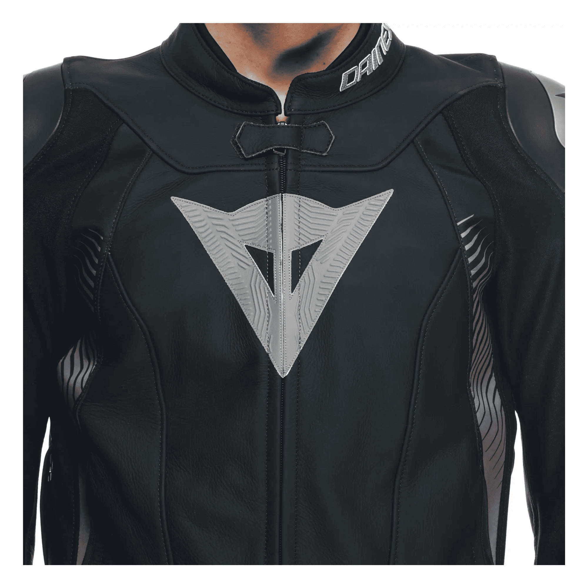 Dainese Super Speed 4 Men’s Black Leather Motorcycle Jacket Grey Logos
