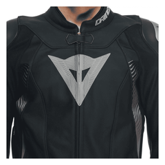 Dainese Super Speed 4 Men’s Black Leather Motorcycle Jacket Grey Logos