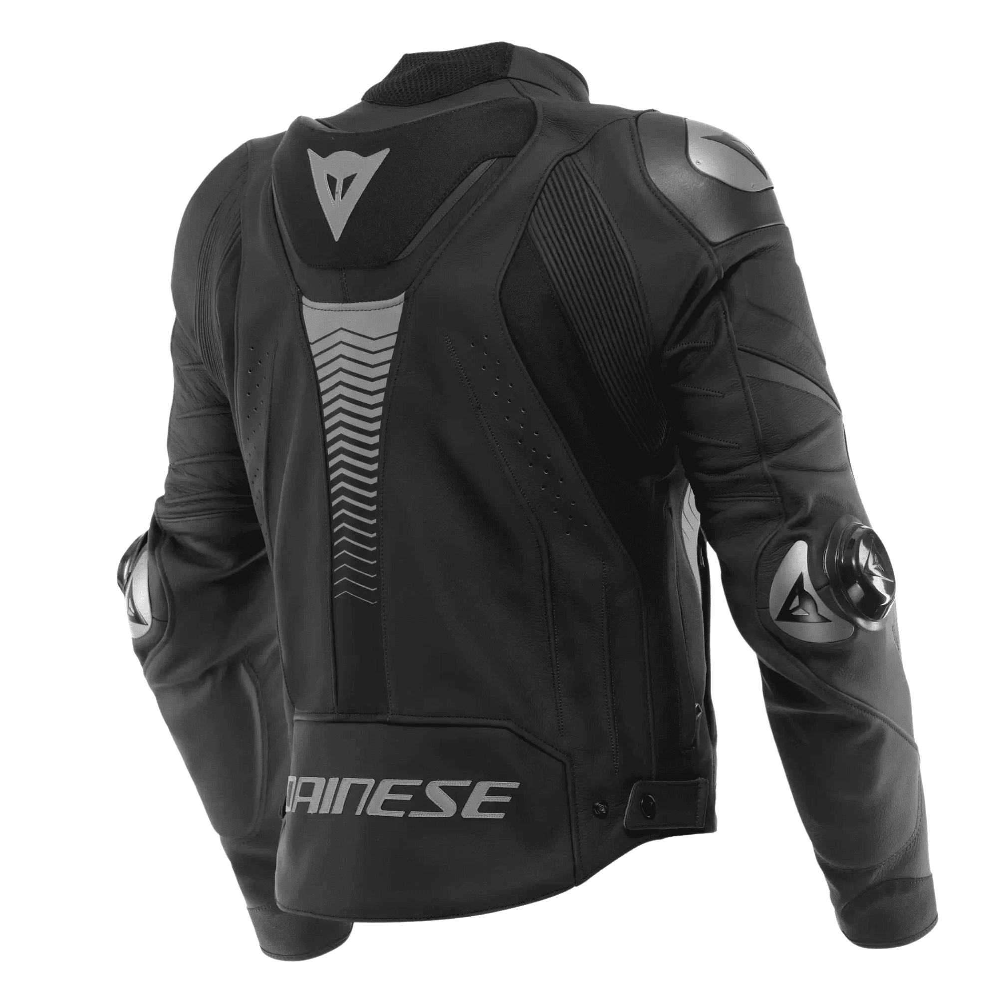 Dainese Super Speed 4 Men’s Black Leather Motorcycle Jacket Grey Logos