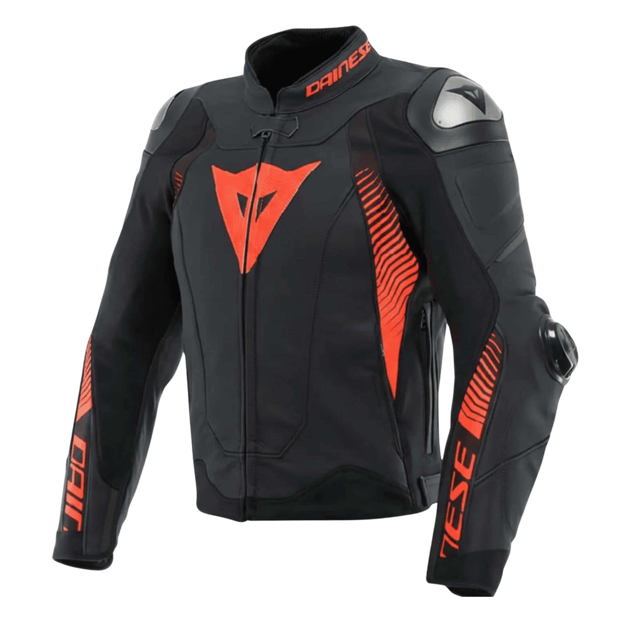 Dainese Super Speed 4 Men’s Leather Motorcycle Jacket Black FLou Red CE Armor