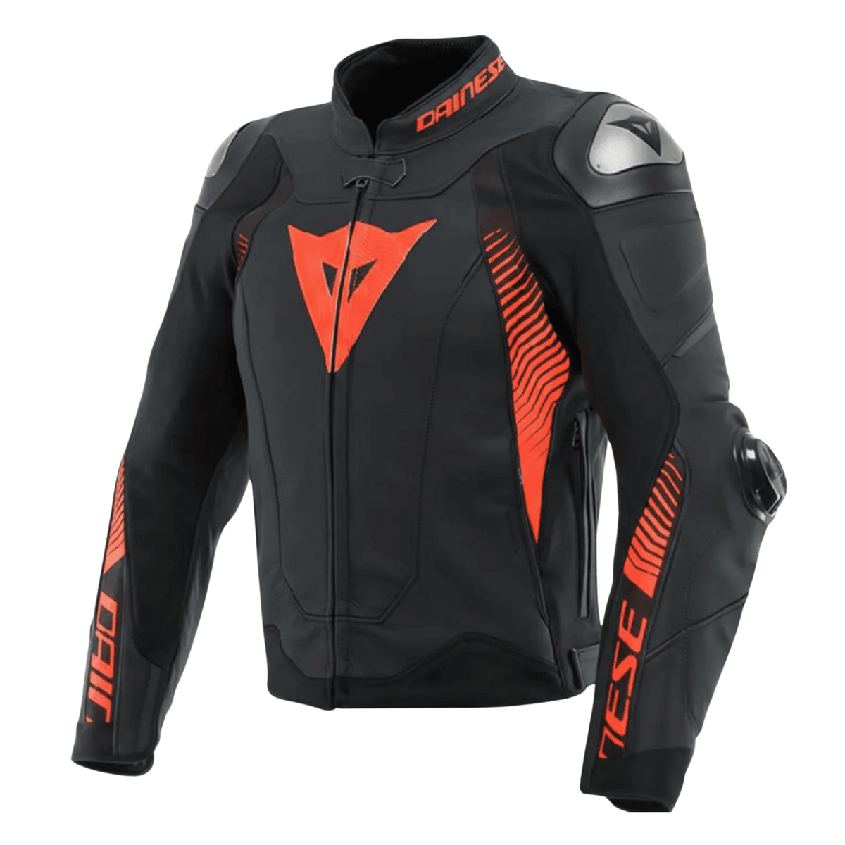 Dainese Super Speed 4 Men’s Leather Motorcycle Jacket Black FLou Red CE Armor