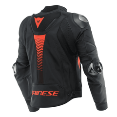 Dainese Super Speed 4 Men’s Leather Motorcycle Jacket Black FLou Red CE Armor