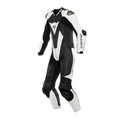 Dainese Laguna Seca 6 Perforated One-Piece Leather Racing Suit – Black/White | 1.2mm Tutu Cowhide | EN 1621.1 Level 2 Armor | RSS 4.0 Sliders | CE AAA Certified MotoGP Track Suit for Men