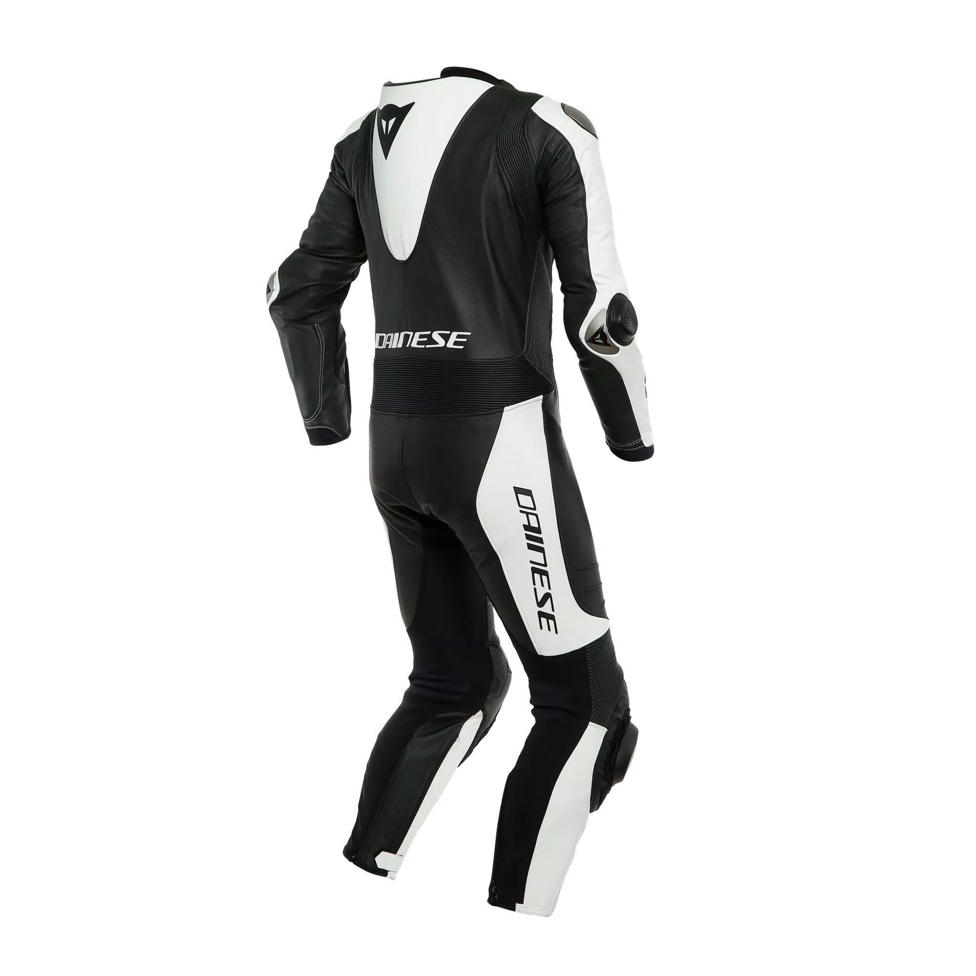 Dainese Laguna Seca 6 Perforated One-Piece Leather Racing Suit – Black/White | 1.2mm Tutu Cowhide | EN 1621.1 Level 2 Armor | RSS 4.0 Sliders | CE AAA Certified MotoGP Track Suit for Men