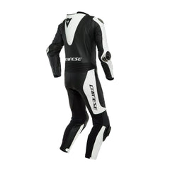 Dainese Laguna Seca 6 Perforated One-Piece Leather Racing Suit – Black/White | 1.2mm Tutu Cowhide | EN 1621.1 Level 2 Armor | RSS 4.0 Sliders | CE AAA Certified MotoGP Track Suit for Men