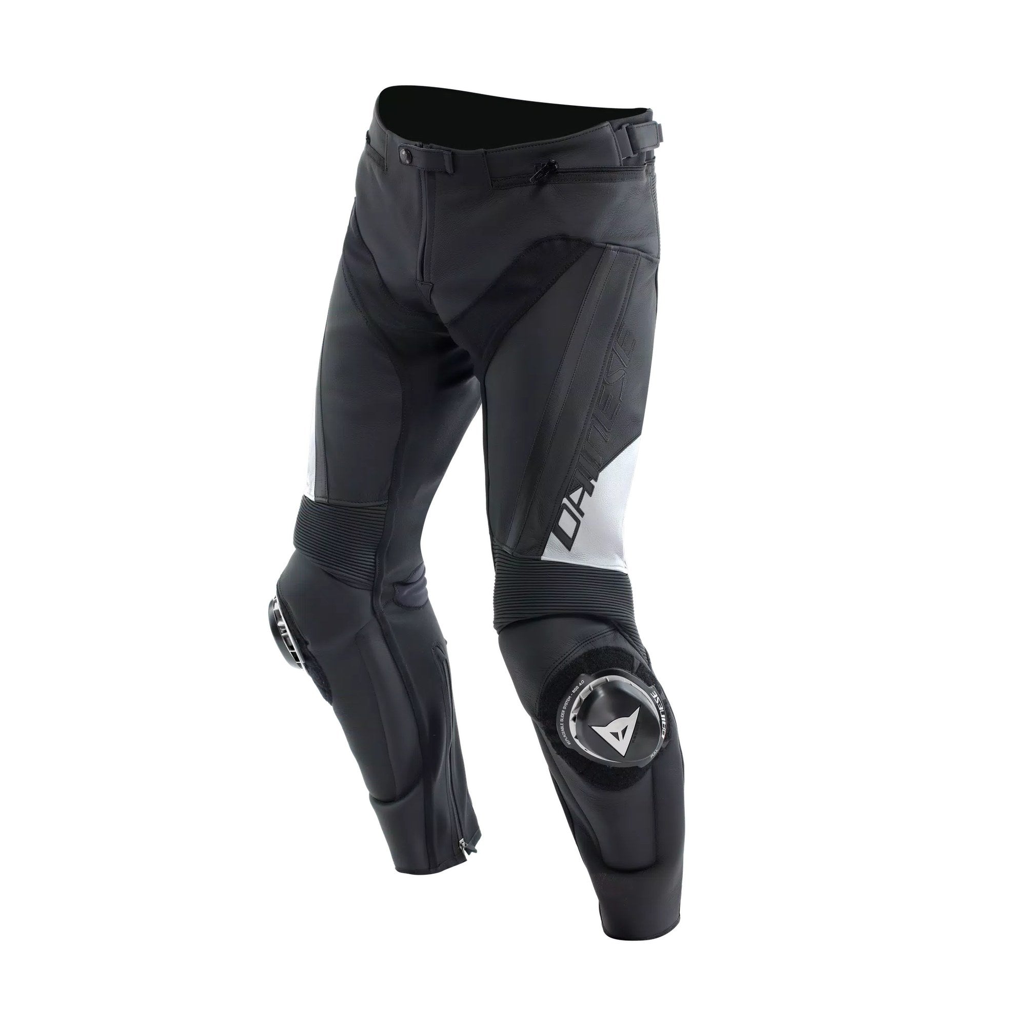 Dainese Delta 4 Men's Leather Motorcycle Pants – Black/White | D-Skin Tutu Cowhide | RSS Knee Sliders | S1 Stretch Inserts | Pro-Shape 2.0 Hip Protection | CE Sport Riding Pants