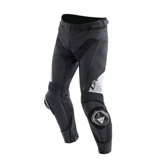 Dainese Delta 4 Men's Leather Motorcycle Pants – Black/White | D-Skin Tutu Cowhide | RSS Knee Sliders | S1 Stretch Inserts | Pro-Shape 2.0 Hip Protection | CE Sport Riding Pants