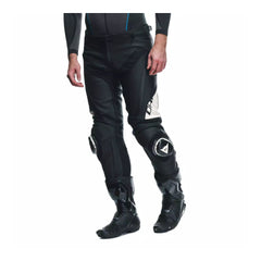 Dainese Delta 4 Men's Leather Motorcycle Pants – Black/White | D-Skin Tutu Cowhide | RSS Knee Sliders | S1 Stretch Inserts | Pro-Shape 2.0 Hip Protection | CE Sport Riding Pants