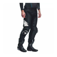 Dainese Delta 4 Men's Leather Motorcycle Pants – Black/White | D-Skin Tutu Cowhide | RSS Knee Sliders | S1 Stretch Inserts | Pro-Shape 2.0 Hip Protection | CE Sport Riding Pants