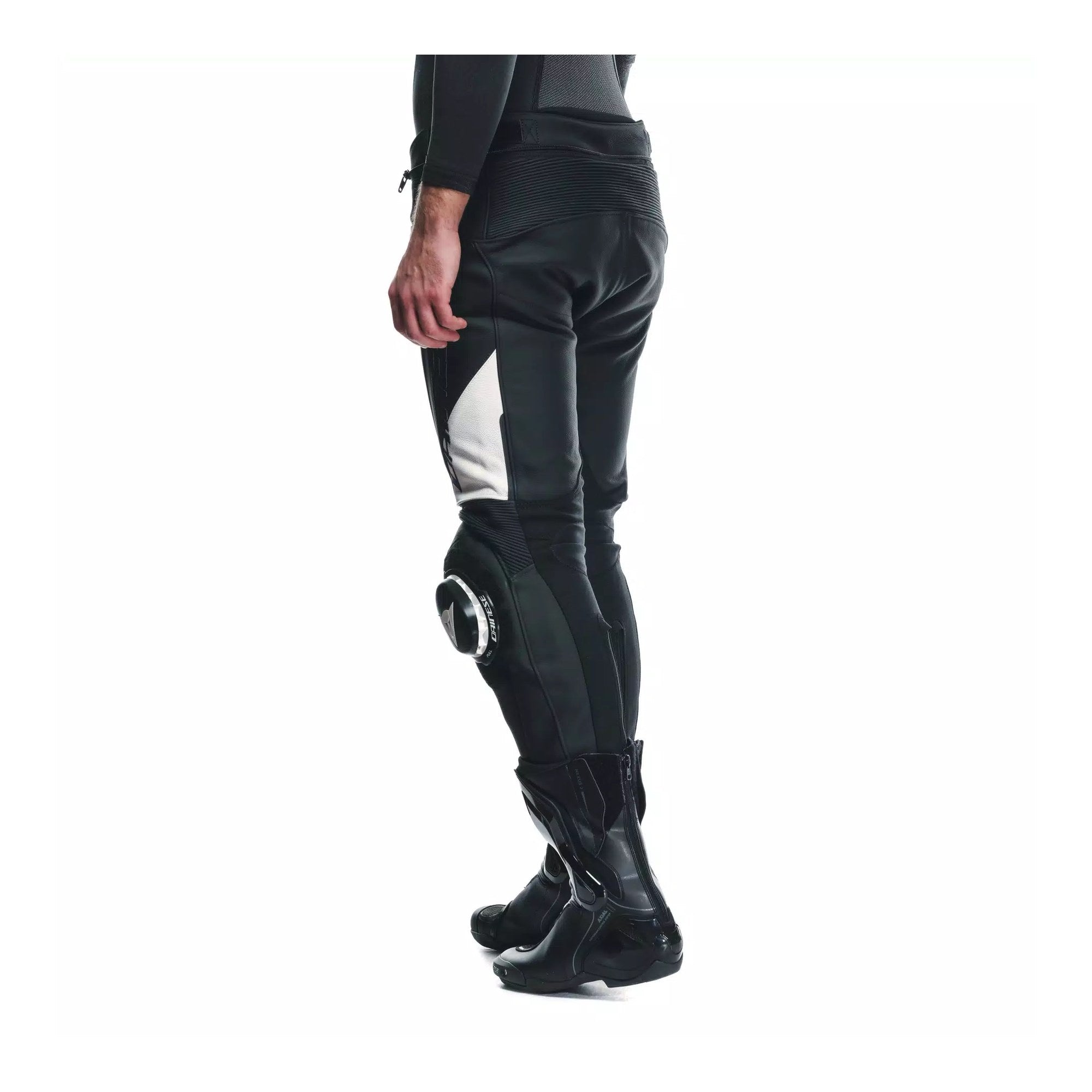 Dainese Delta 4 Men's Leather Motorcycle Pants – Black/White | D-Skin Tutu Cowhide | RSS Knee Sliders | S1 Stretch Inserts | Pro-Shape 2.0 Hip Protection | CE Sport Riding Pants
