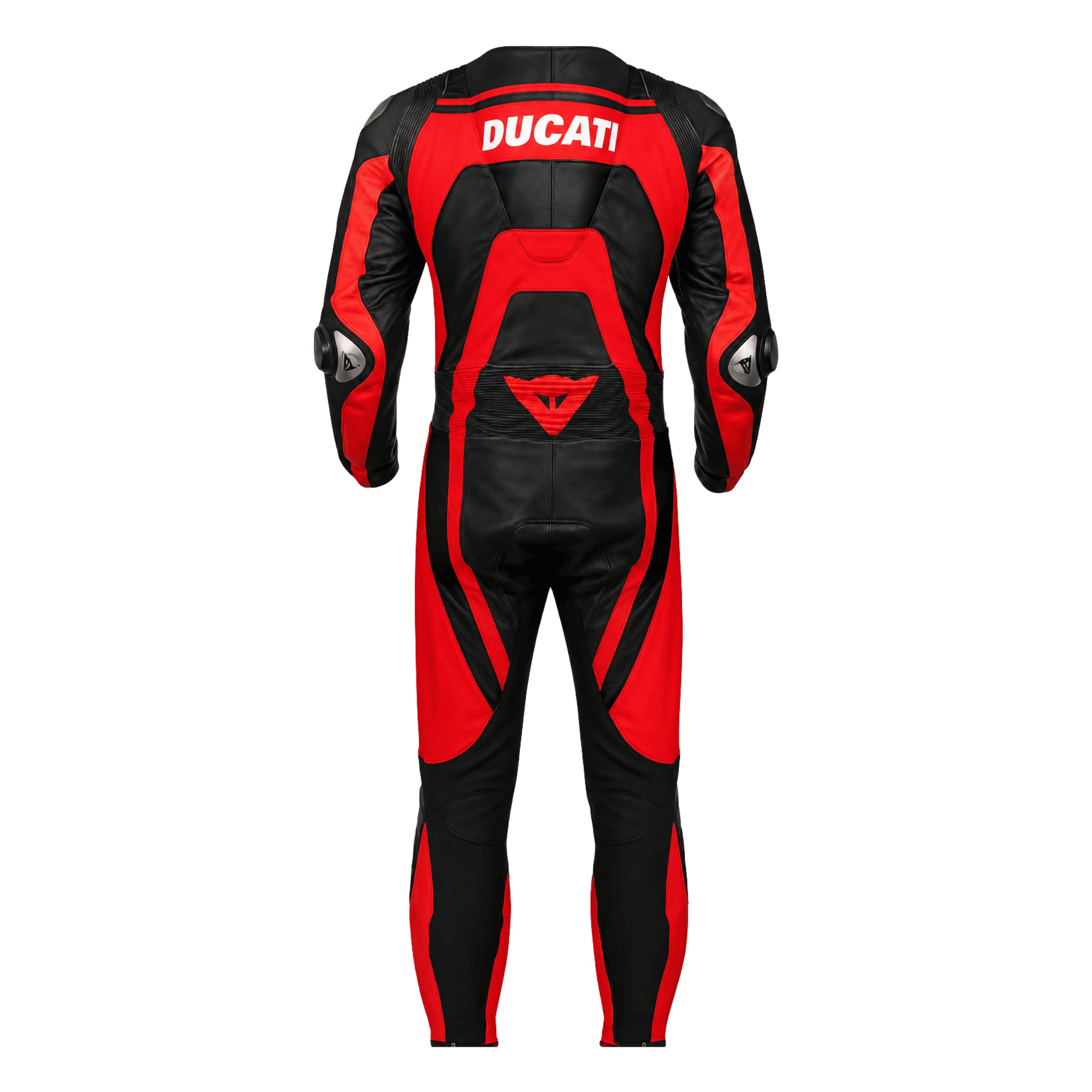 Men’s Ducati Corse Style Black Red Leather Motorcycle Racing Suit