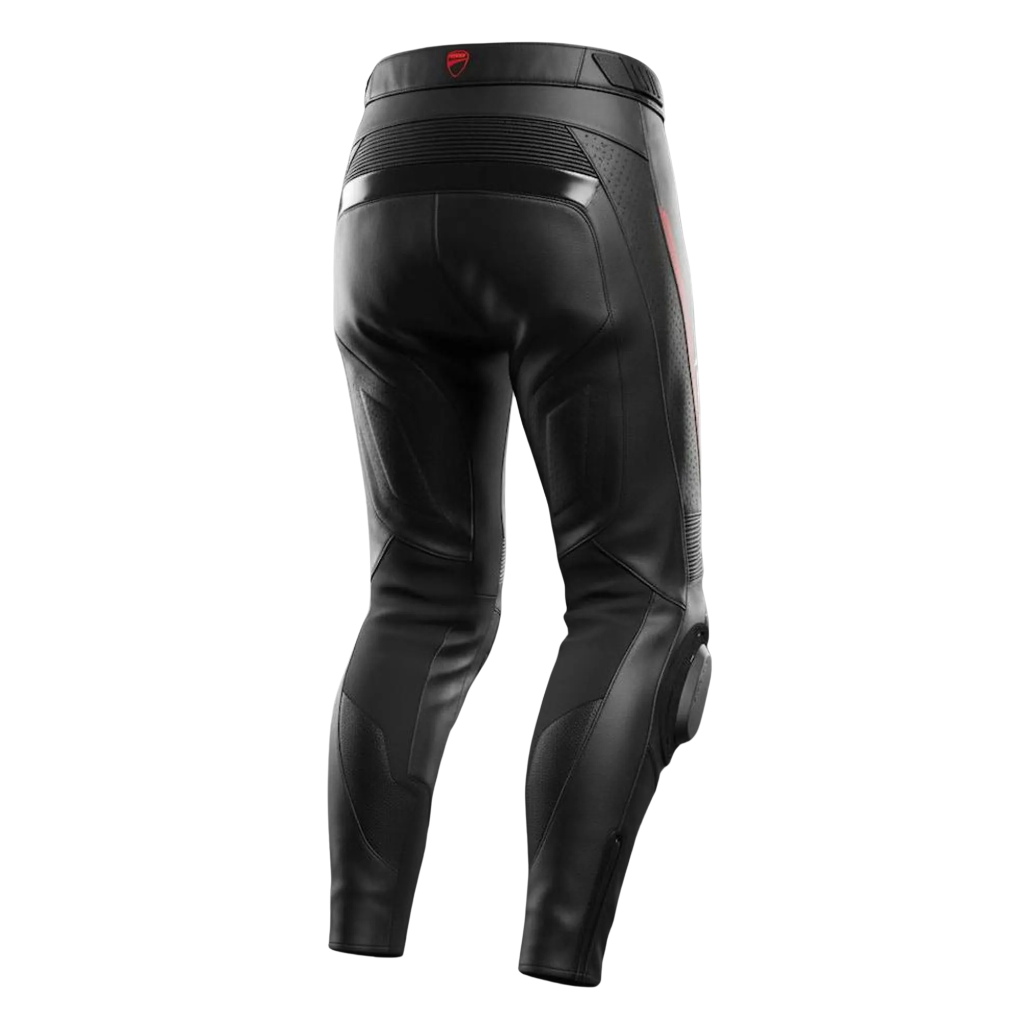 Men’s Ducati Style Black Leather Motorcycle Racing Pants with CE Armor