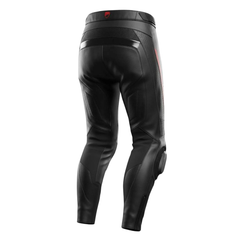 Men’s Ducati Style Black Leather Motorcycle Racing Pants with CE Armor