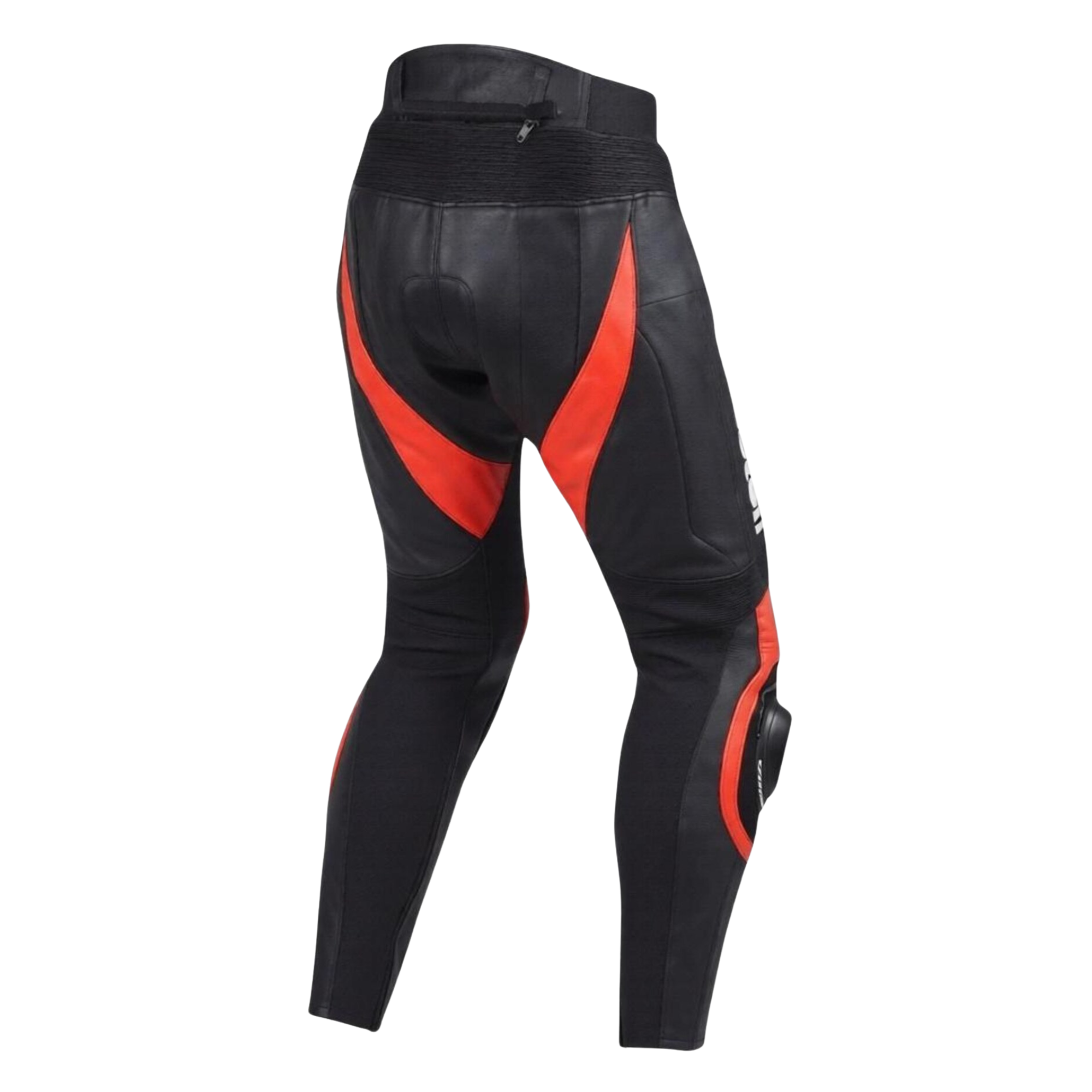 Men’s Kawasaki Racing Leather Motorcycle Pants Black Red Leather Pants with Knee Armor