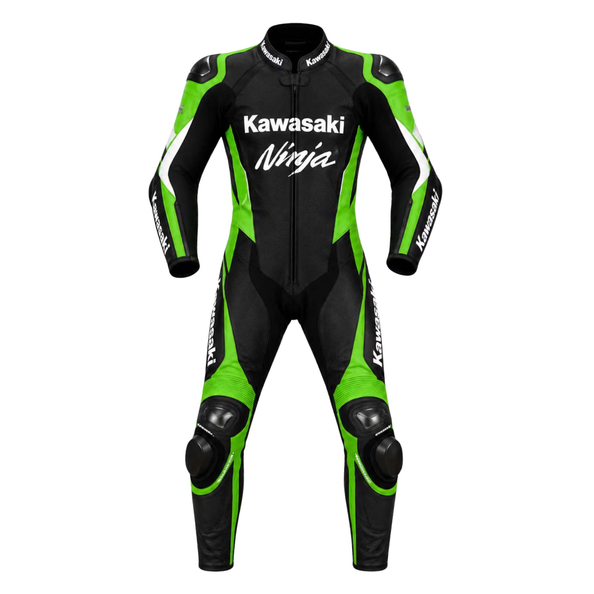 Kawasaki Ninja One-Piece Leather Motorcycle Racing Suit with CE Armor
