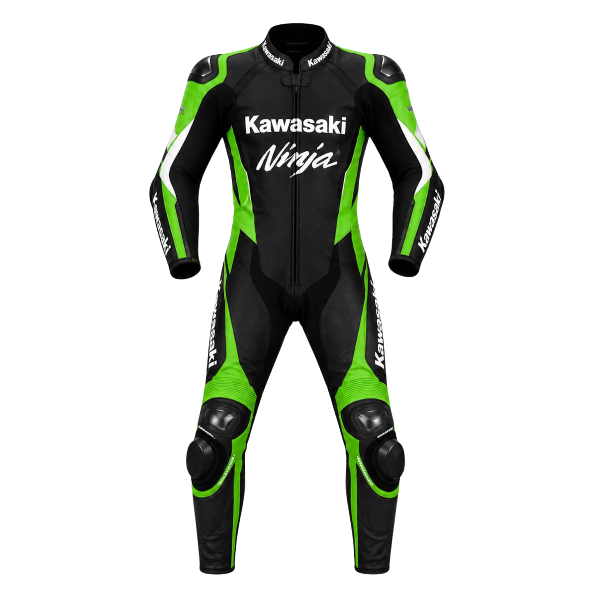 Kawasaki Ninja One-Piece Leather Motorcycle Racing Suit with CE Armor