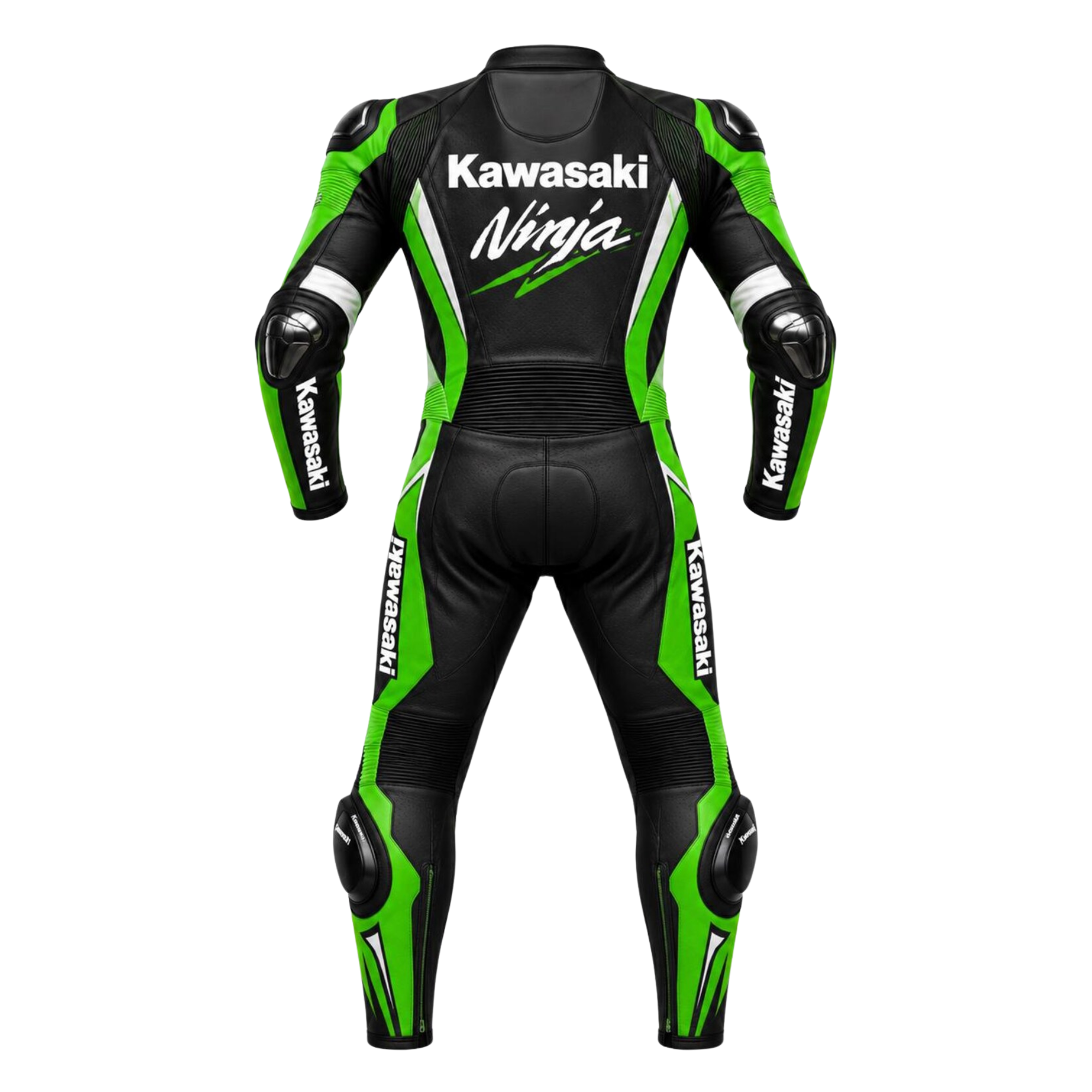 Kawasaki Ninja One-Piece Leather Motorcycle Racing Suit with CE Armor