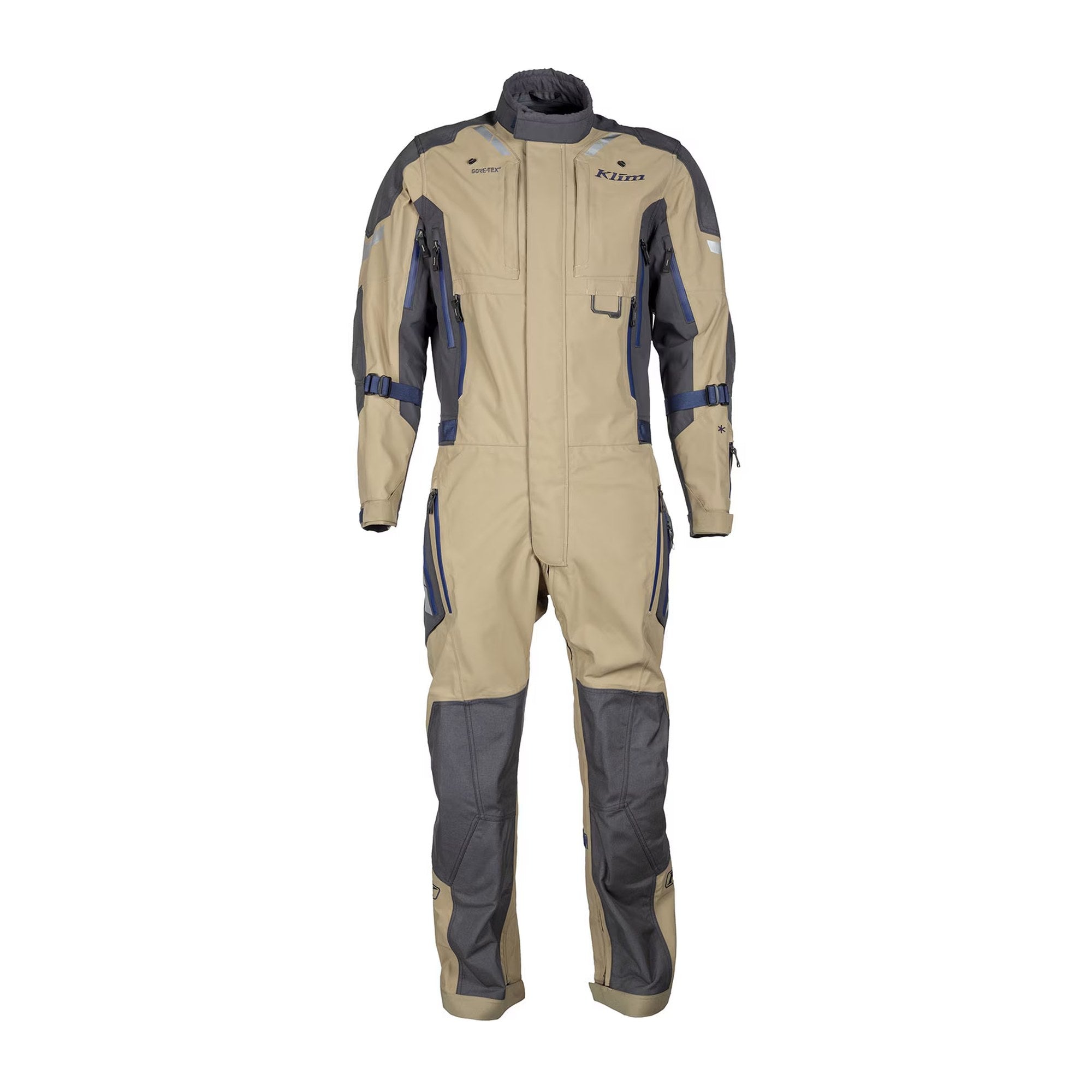 Klim Hardanger One-Piece Touring Motorcycle Suit – Tan | 3-Layer GORE-TEX Pro Shell | D3O Level 1 Armor | 750D Cordura Overlays | 14 YKK Waterproof Vents | Adventure Touring Suit for Men