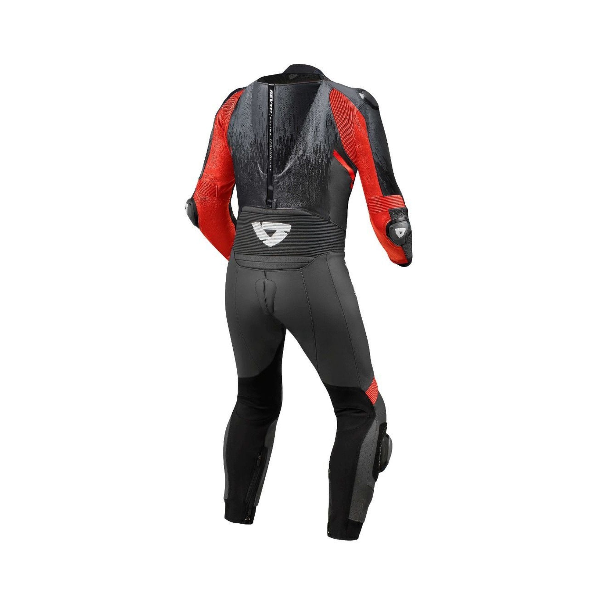 REV'IT! Control One-Piece Leather Race Suit – Black/Neon Red | Airbag Ready | Monaco Cowhide | BETAC Armor | PWR Shell Panels | CE AAA Certified MotoGP-Derived Racing Suit for Men