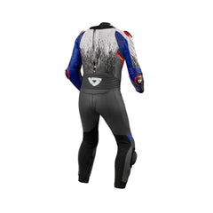 REV'IT! Control One-Piece Leather Race Suit – Black/White/Blue | Airbag Ready | Monaco Cowhide | BETAC Armor | PWR Shell Panels | CE AAA Certified MotoGP-Derived Racing Suit for Men