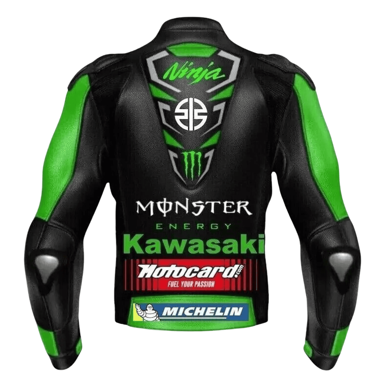 Handmade Men’s Kawasaki Ninja Green Monster Leather Motorcycle Jacket
