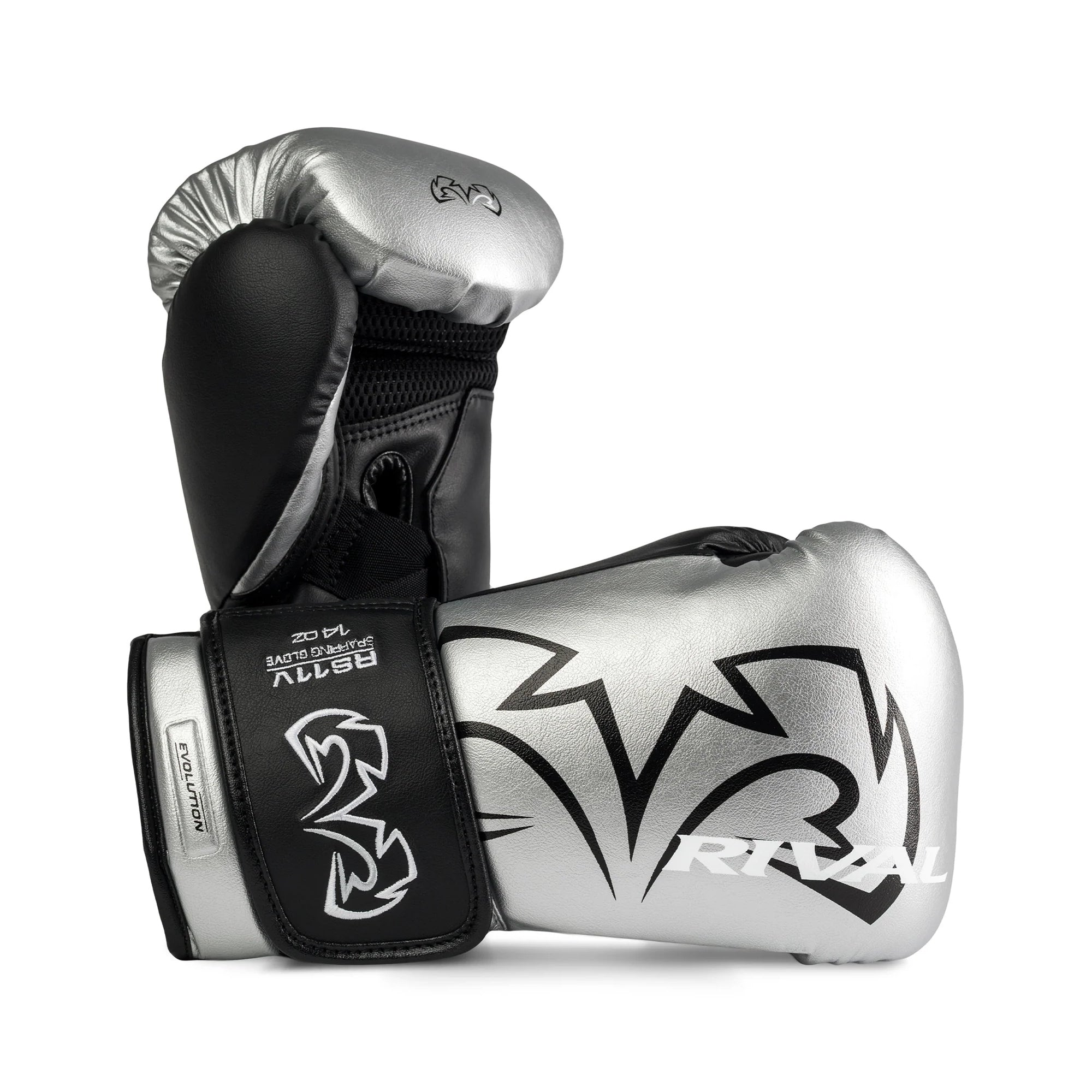 Rival RS11V Evolution Sparring Gloves – Silver/Black | WristLock 2 Wrist Support | Premium Leather Boxing Sparring Gloves for Serious Training & Ring Preparation