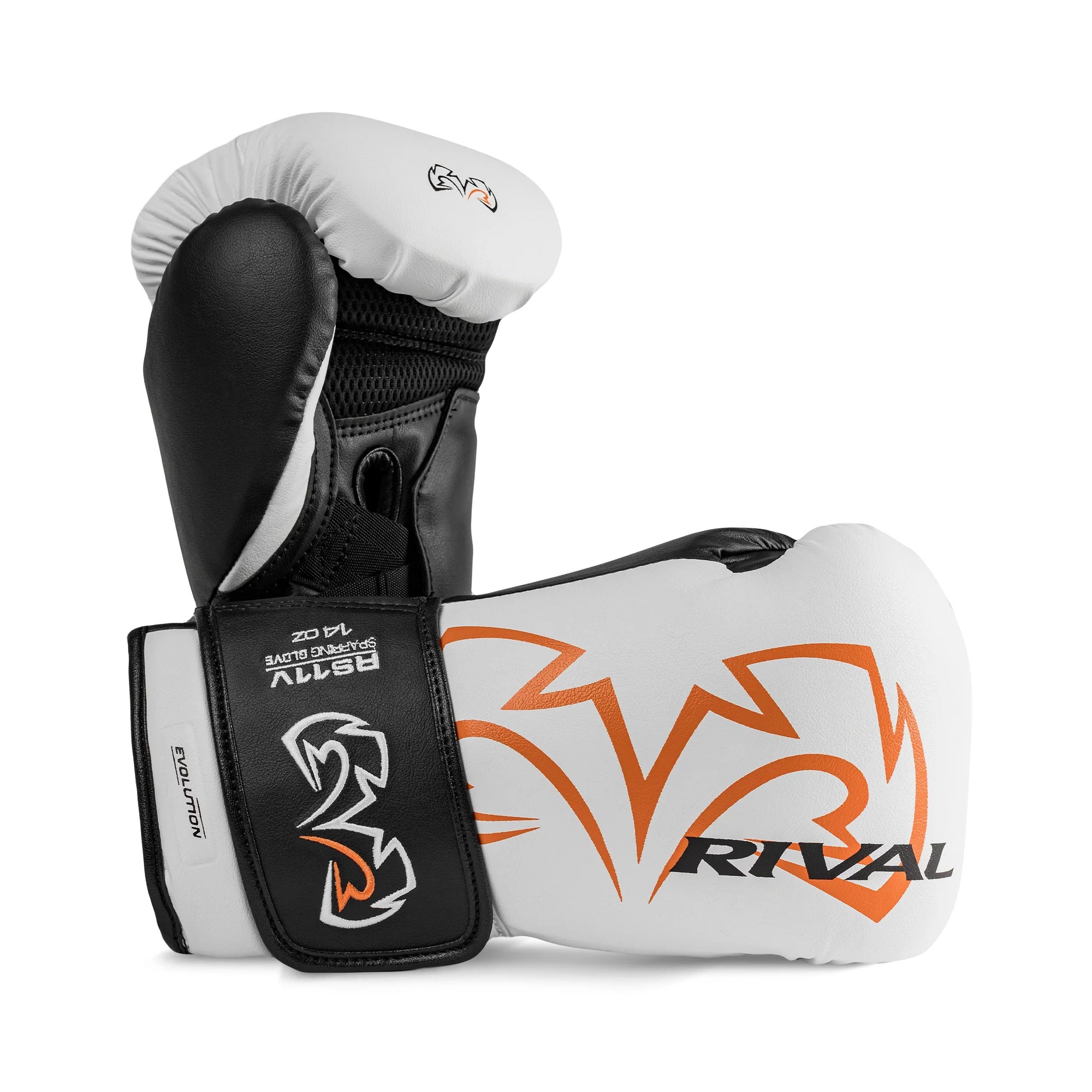 Rival RS11V Evolution Sparring Gloves – White/Black | WristLock 2 Wrist Support | Premium Leather Boxing Sparring Gloves for Serious Training & Ring Preparation
