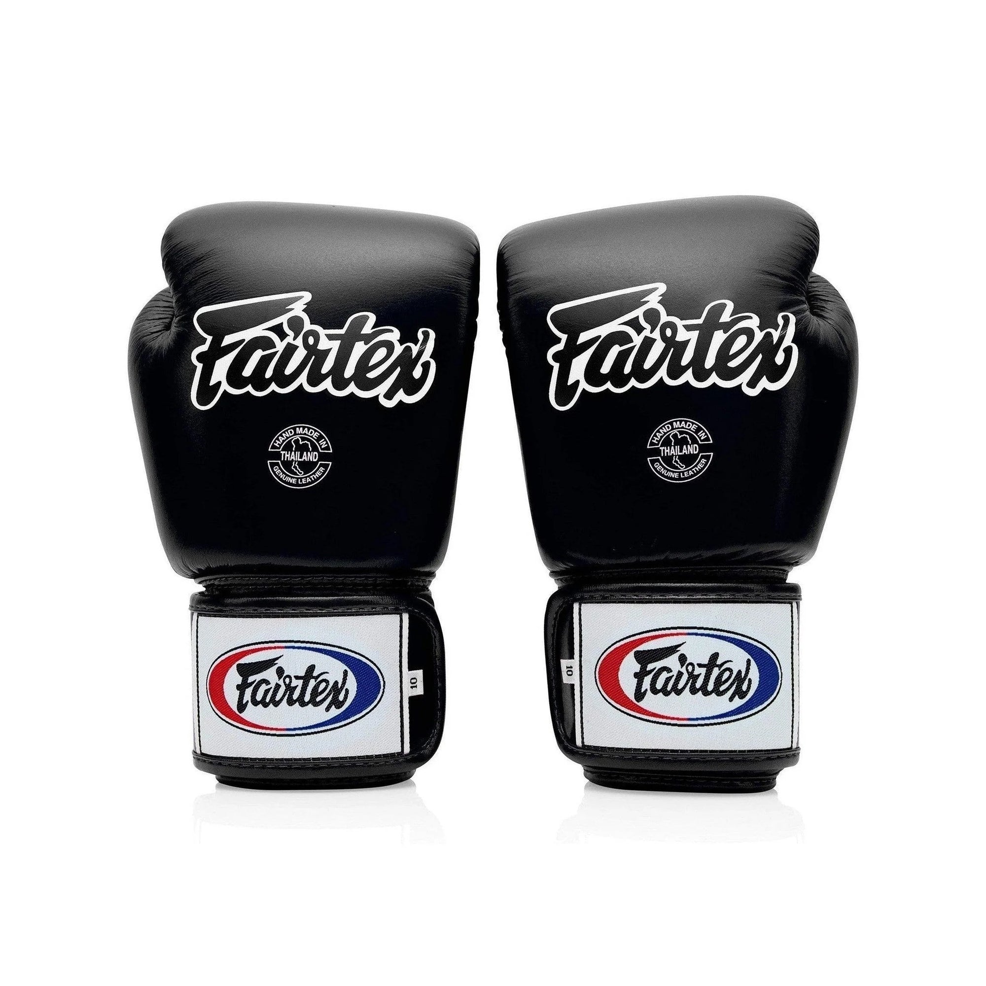 Fairtex BGV1 Muay Thai Boxing Gloves – Solid Black | Genuine Leather | Three-Layer Foam System | Handmade in Thailand | All-Purpose Training Gloves for Muay Thai, Boxing & Kickboxing