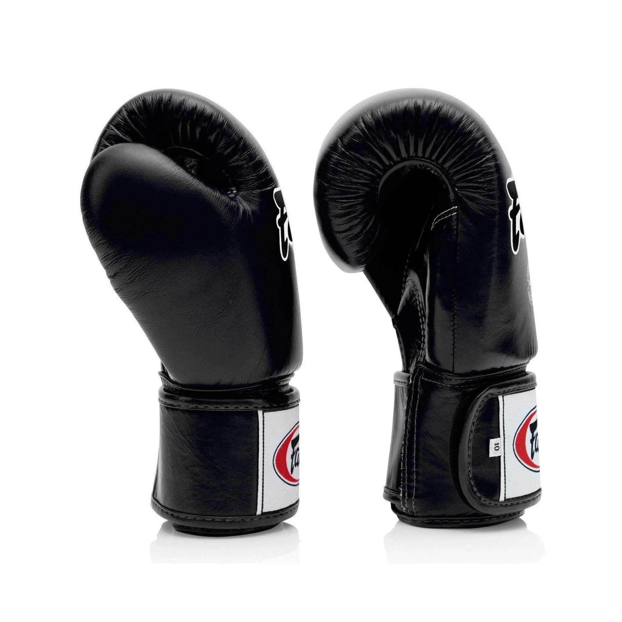 Fairtex BGV1 Muay Thai Boxing Gloves – Solid Black | Genuine Leather | Three-Layer Foam System | Handmade in Thailand | All-Purpose Training Gloves for Muay Thai, Boxing & Kickboxing