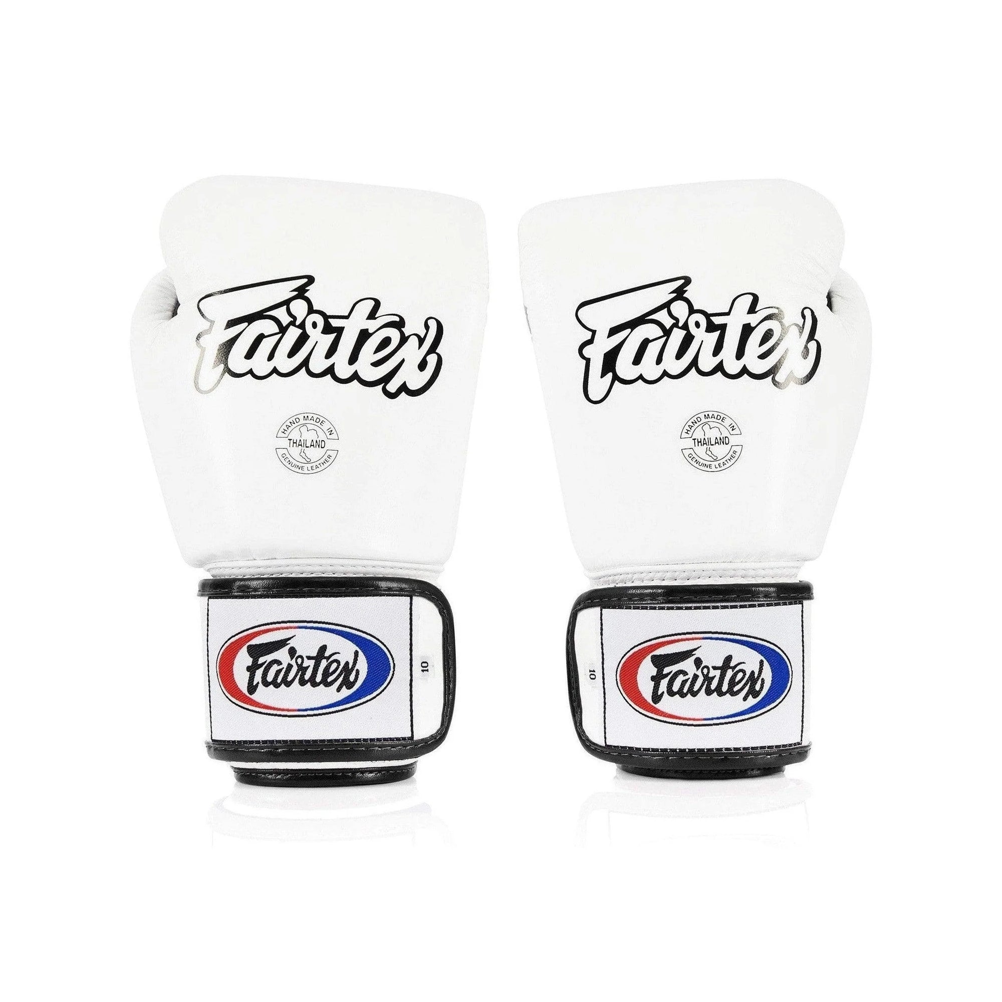 Fairtex BGV1 Muay Thai Boxing Gloves – Solid White | Genuine Leather | Three-Layer Foam System | Handmade in Thailand | All-Purpose Training Gloves for Muay Thai, Boxing & Kickboxing