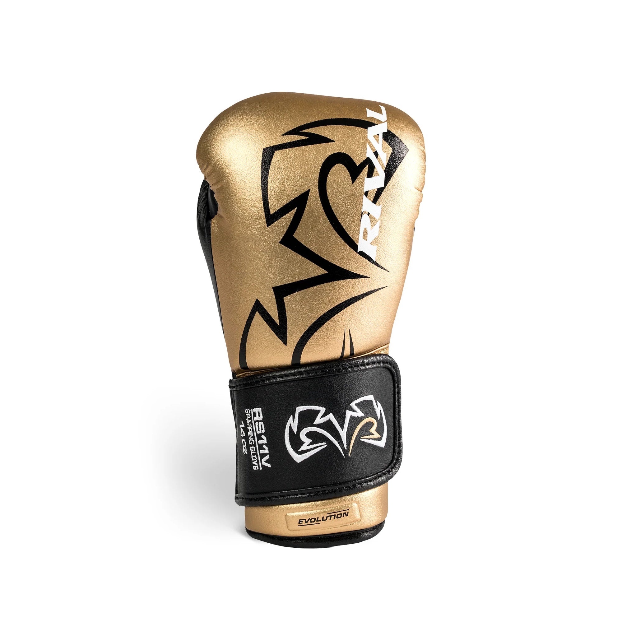Rival RS11V Evolution Sparring Gloves – Gold/Black | WristLock 2 Support System | Premium Leather Boxing Sparring Gloves for Training & Competition Preparation