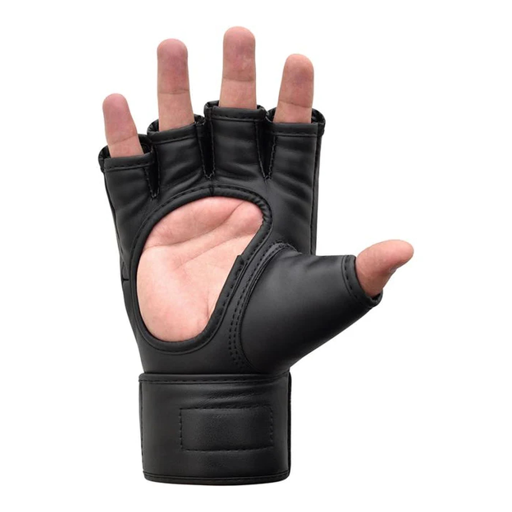 RDX F12B MMA Grappling Gloves – Black | Maya Hide™ Leather | PC-3™ Shock-Diffusing Padding | Open Palm Design | Training & Sparring MMA Gloves for Striking & Grappling