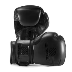 Sanabul Essential Gel Boxing Gloves – All Black | Gel-Infused Impact Protection | Engineered Leather | Ventilated Mesh Palm | Boxing, Kickboxing, MMA & Heavy Bag Training Gloves