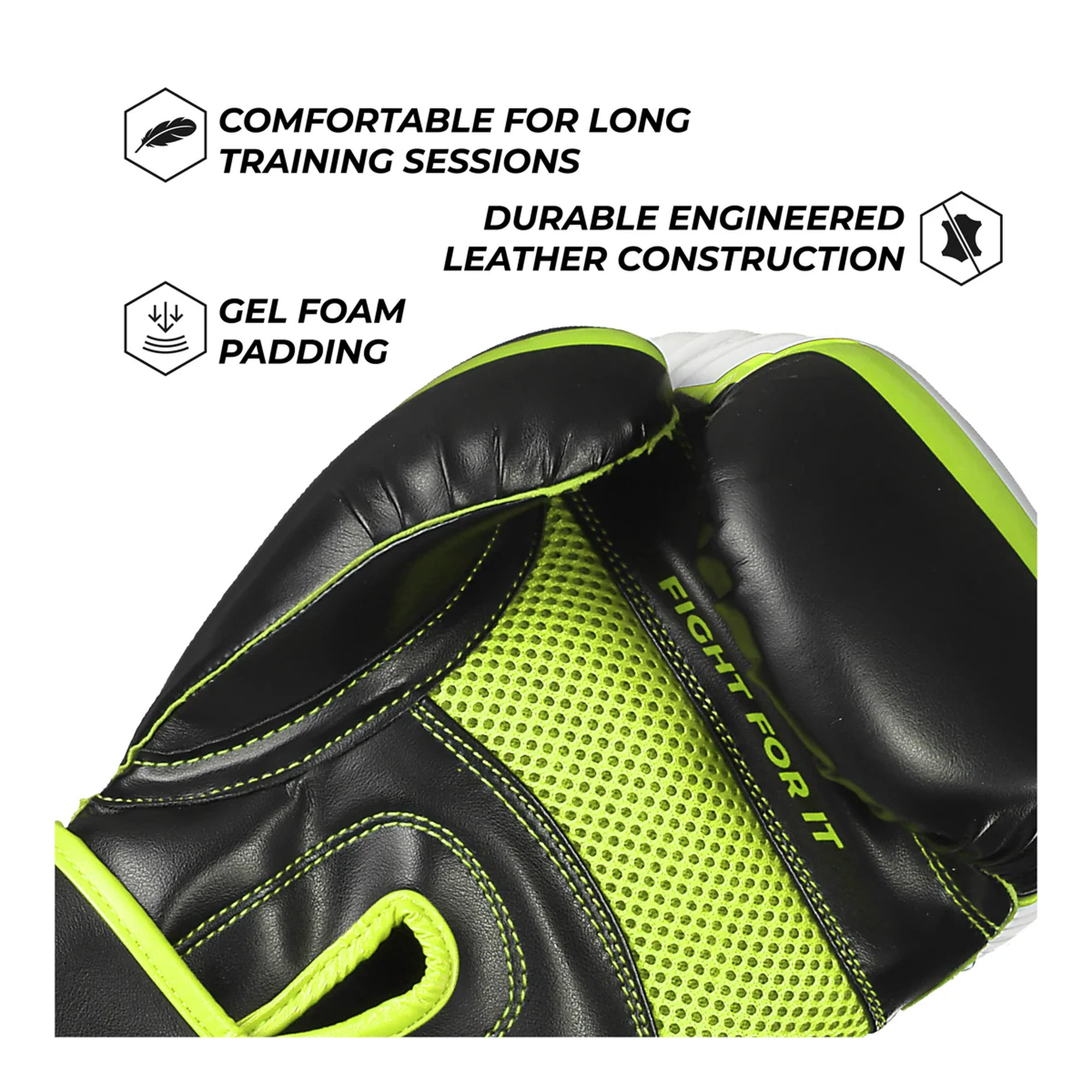 Sanabul Essential Gel Boxing Gloves – Black/Neon Green | Gel-Infused Impact Protection | Engineered Leather | Ventilated Mesh Palm | Boxing, Kickboxing, MMA & Heavy Bag Training Gloves