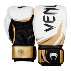 Venum Challenger 3.0 Boxing Gloves – White/Gold | Triple-Layer Foam Protection | High-Quality Synthetic Leather | 12 oz Boxing Training Gloves for All Levels