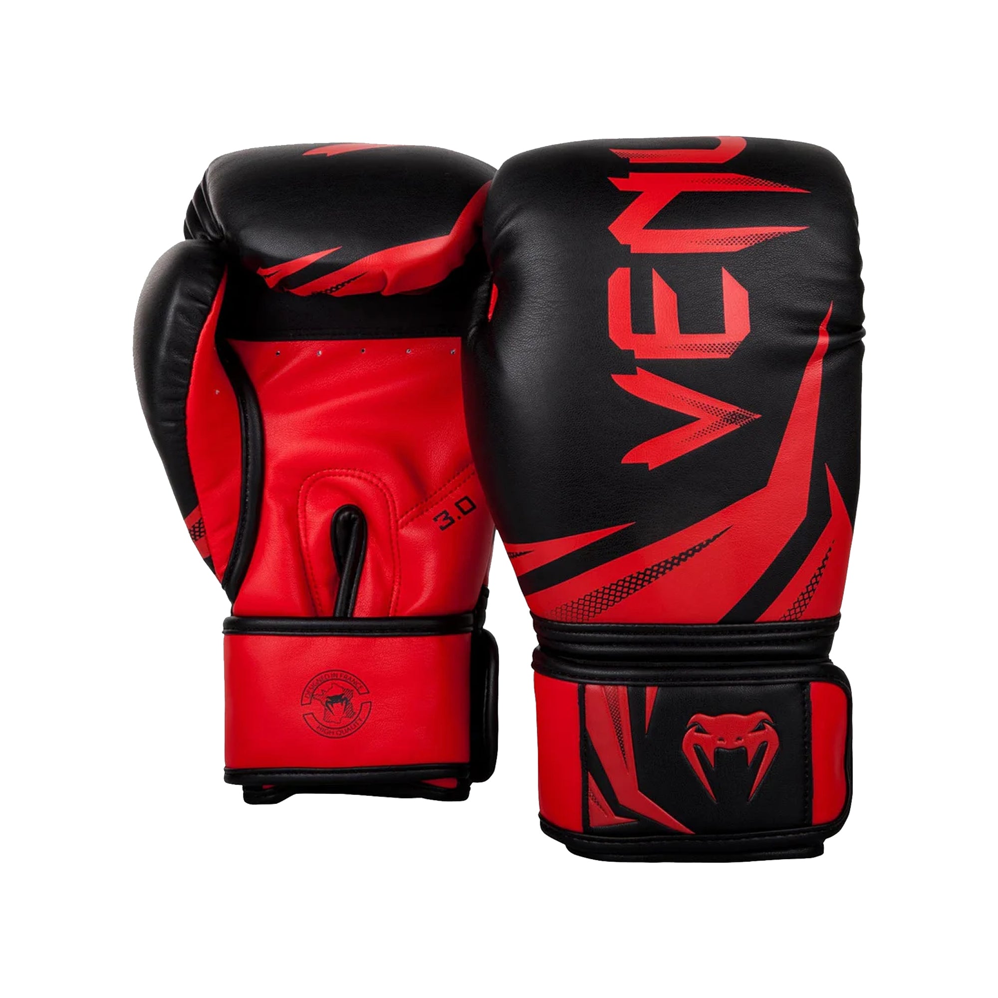 Venum Challenger 3.0 Boxing Gloves – Black/Red | Triple-Layer Foam Protection | High-Quality Synthetic Leather | 12 oz Boxing Training Gloves for All Levels