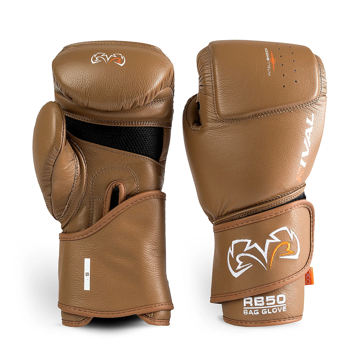 Rival RB50 Intelli-Shock Compact Bag Gloves – Brown | D3O® Smart Protection | Ergonomic Fit | Premium Leather Heavy Bag Gloves for Serious Boxers