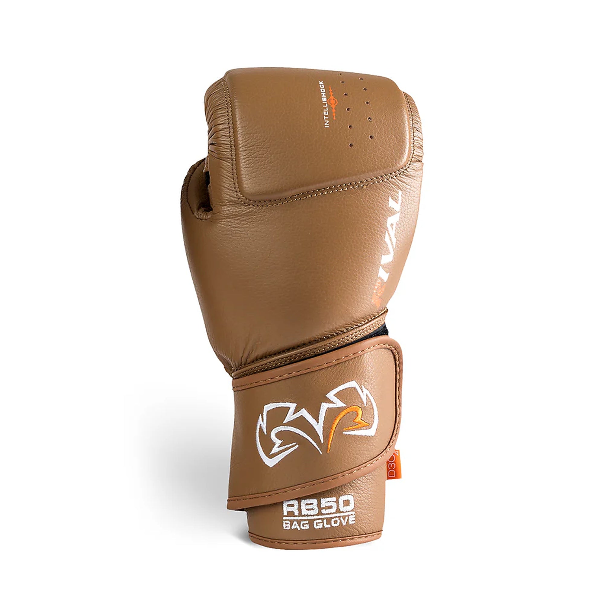 Rival RB50 Intelli-Shock Compact Bag Gloves – Brown | D3O® Smart Protection | Ergonomic Fit | Premium Leather Heavy Bag Gloves for Serious Boxers