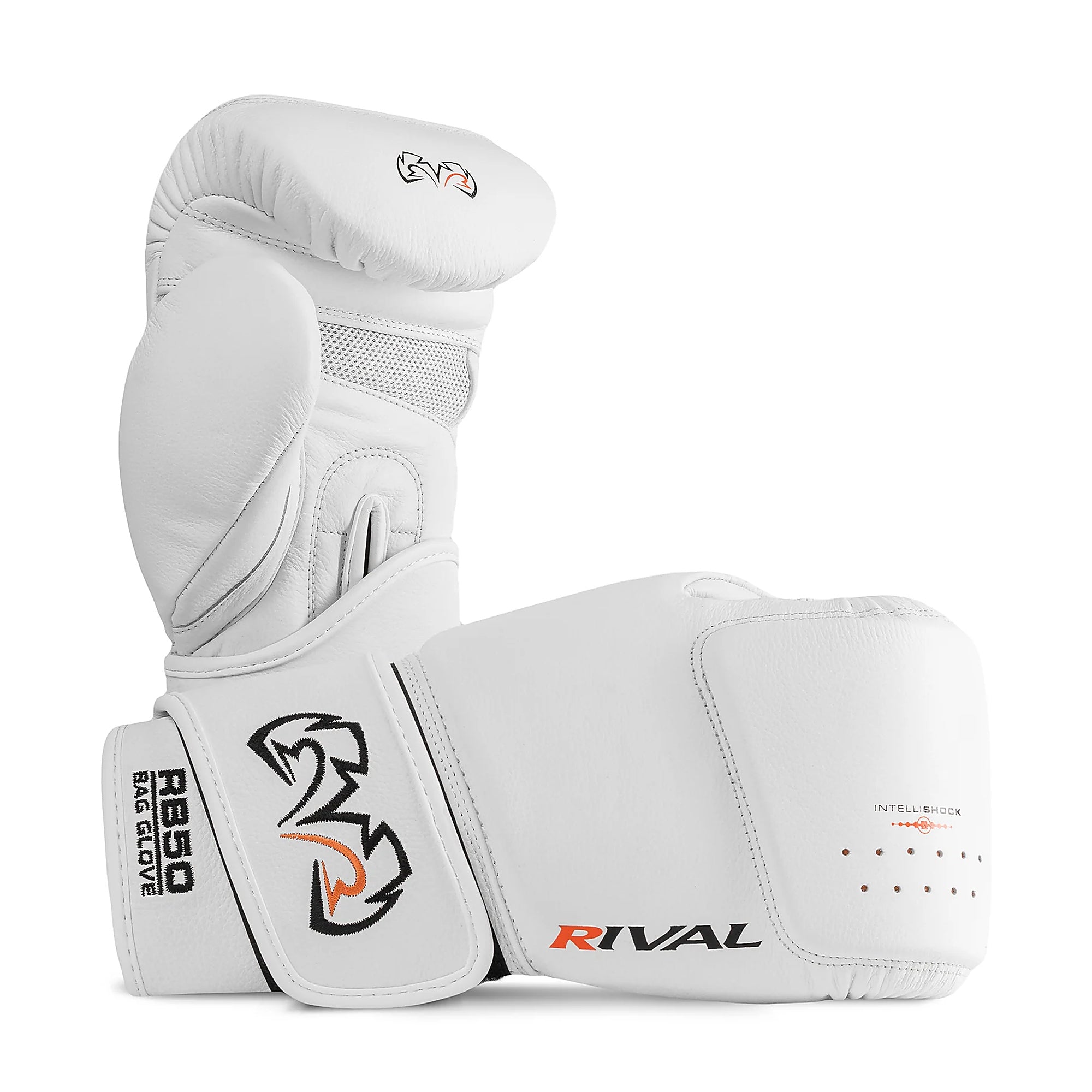 Rival RB50 Intelli-Shock Compact Bag Gloves – White | D3O® Smart Foam Protection | Ergonomic Fit | Premium Leather Boxing Bag Gloves for Heavy Bag Training