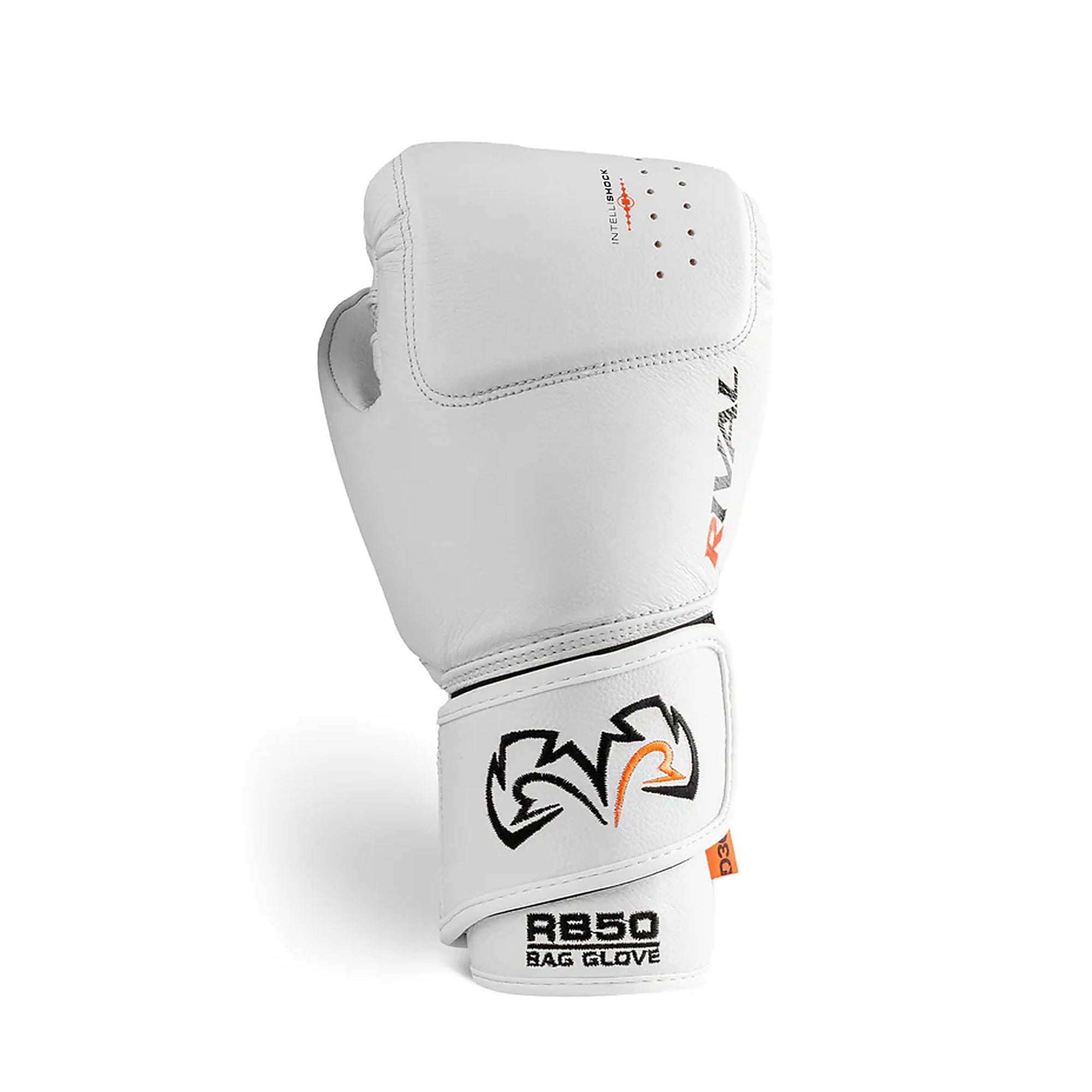 Rival RB50 Intelli-Shock Compact Bag Gloves – White | D3O® Smart Foam Protection | Ergonomic Fit | Premium Leather Boxing Bag Gloves for Heavy Bag Training